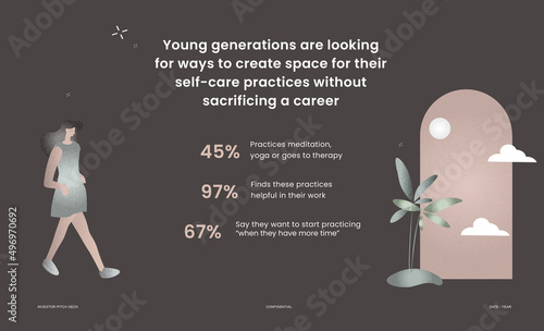 Illustrated Investor Pitch Deck presentation template with textured vector illustrations and personality