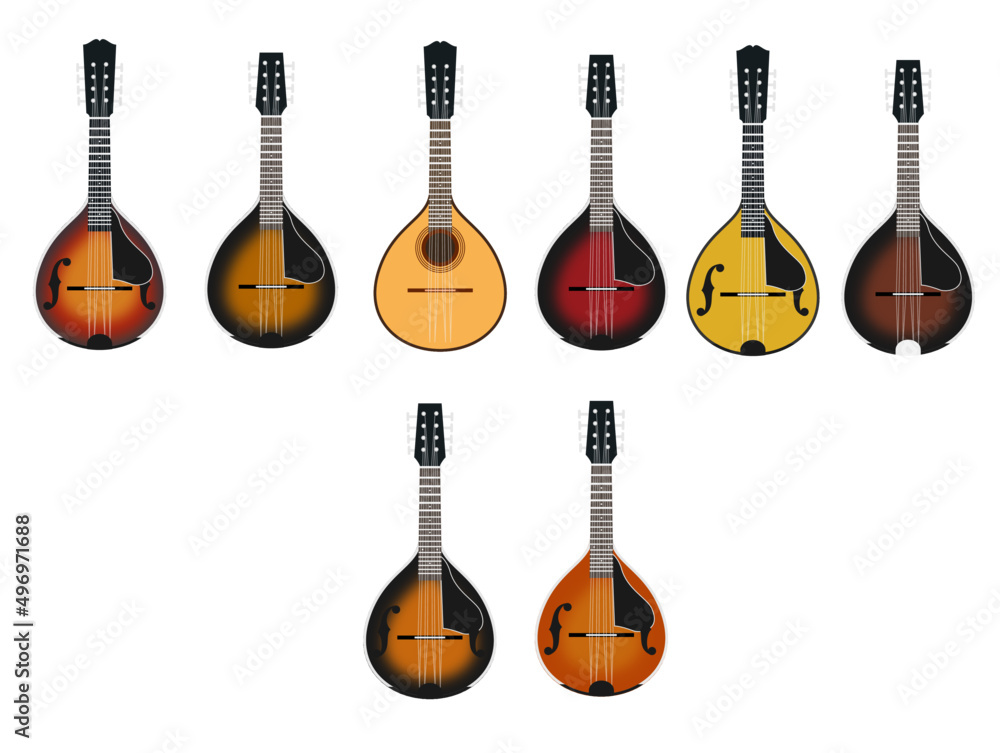 Naklejka premium Mandolim Acoustic Guitar / Ai Illustrator / Editable