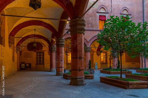 Courtyard of the palazzo d'Accuriso in the italian city bologna
