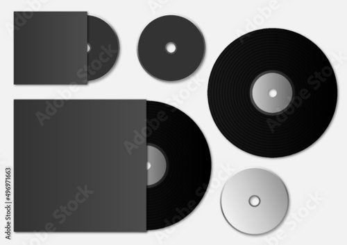 CD-ROM And Vynil Mockup / Ai Illustrator / Editable