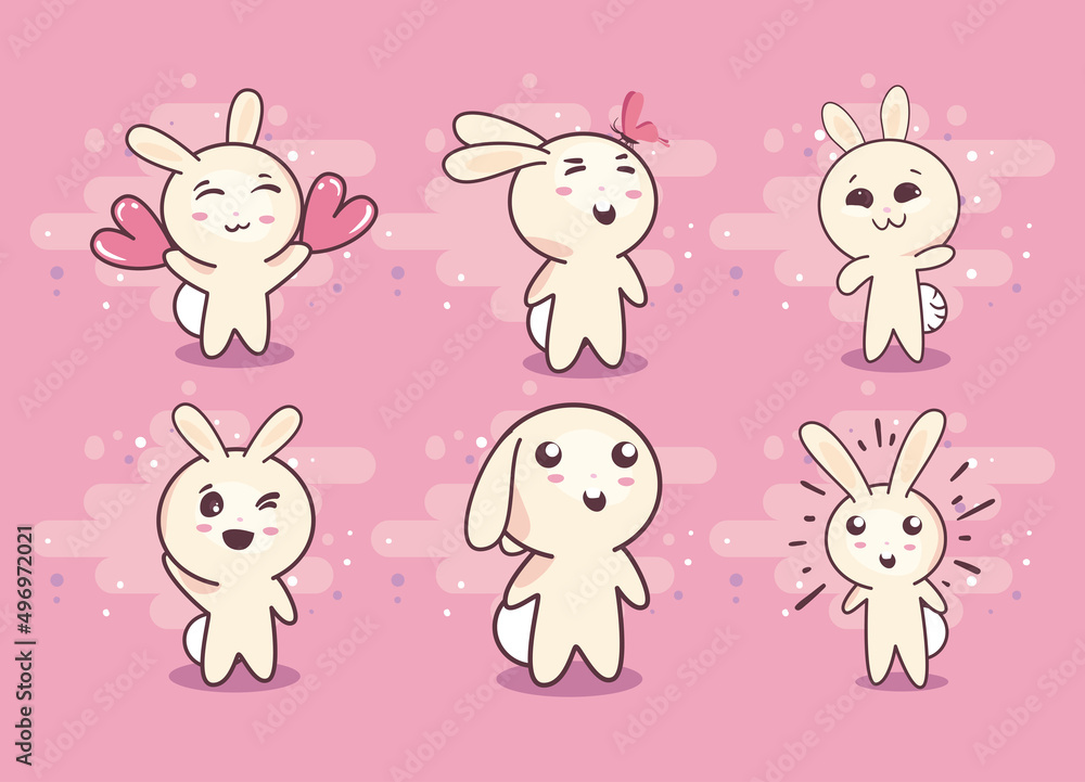 Naklejka premium six cute bunnies