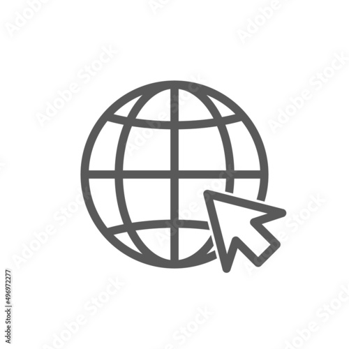 vector illustration of globe icon and web arrow.
