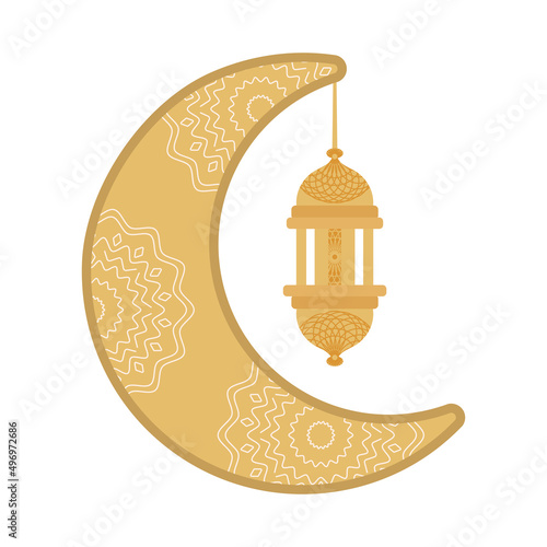 moon with islamic lantern