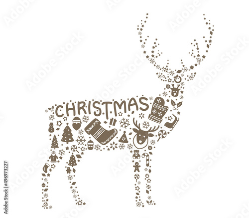 Reindeer, Christmas icon set, vector