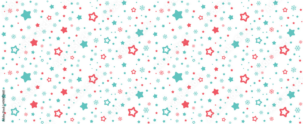 Seamless of snowflake and star, vector illustration background