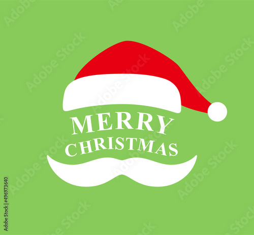 Merry Christmas concept with Christmas hat and Santa white beard