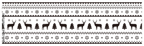 Cute deer on the knitting pattern, nordic seamless Christmas pattern, vector illustration
