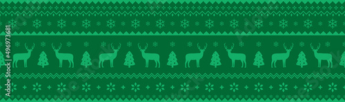 Cute deer on the knitting pattern, nordic seamless Christmas pattern, vector illustration © hakule