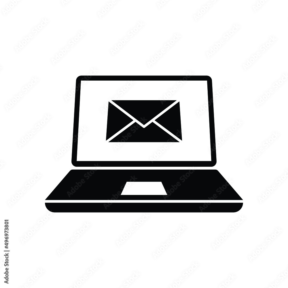 Envelope in computer screen icon design isolated on white background Envelope in computer screen icon design isolated on white background
