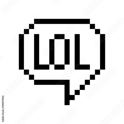 Pixel lol chat bubble icon. Pixel art. Vector illustration. stock image.