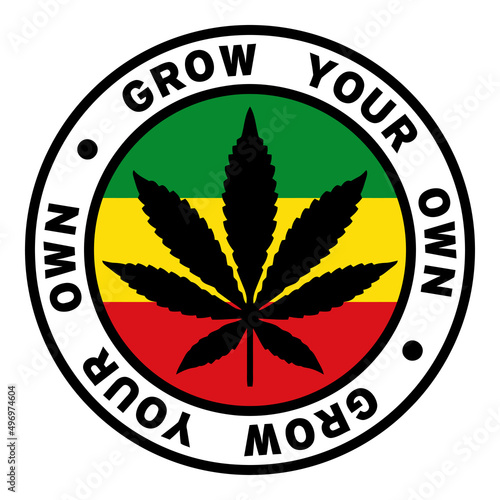 Round Grow Your Own Rasta Marijuana Flag Clipart