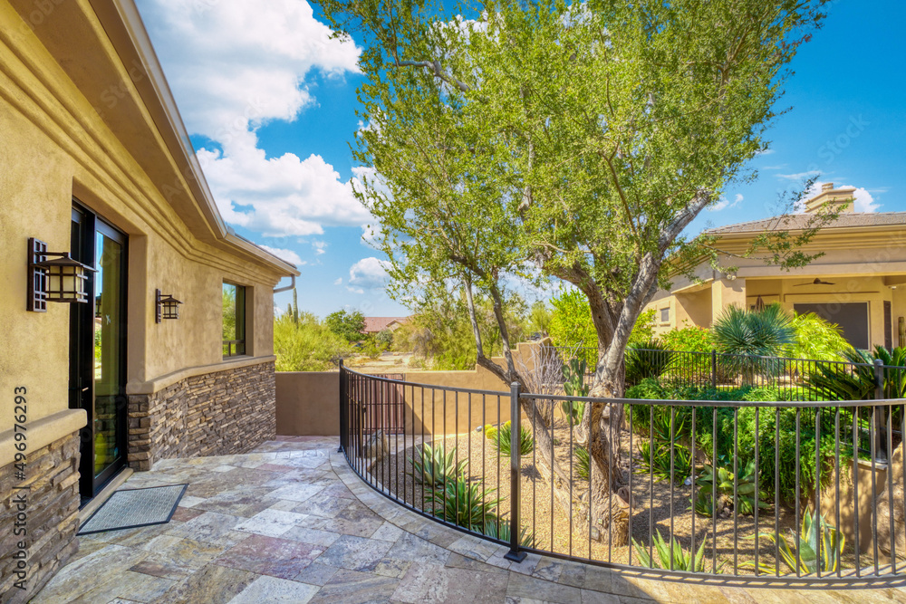 Fototapeta premium house with a stone pathway outside