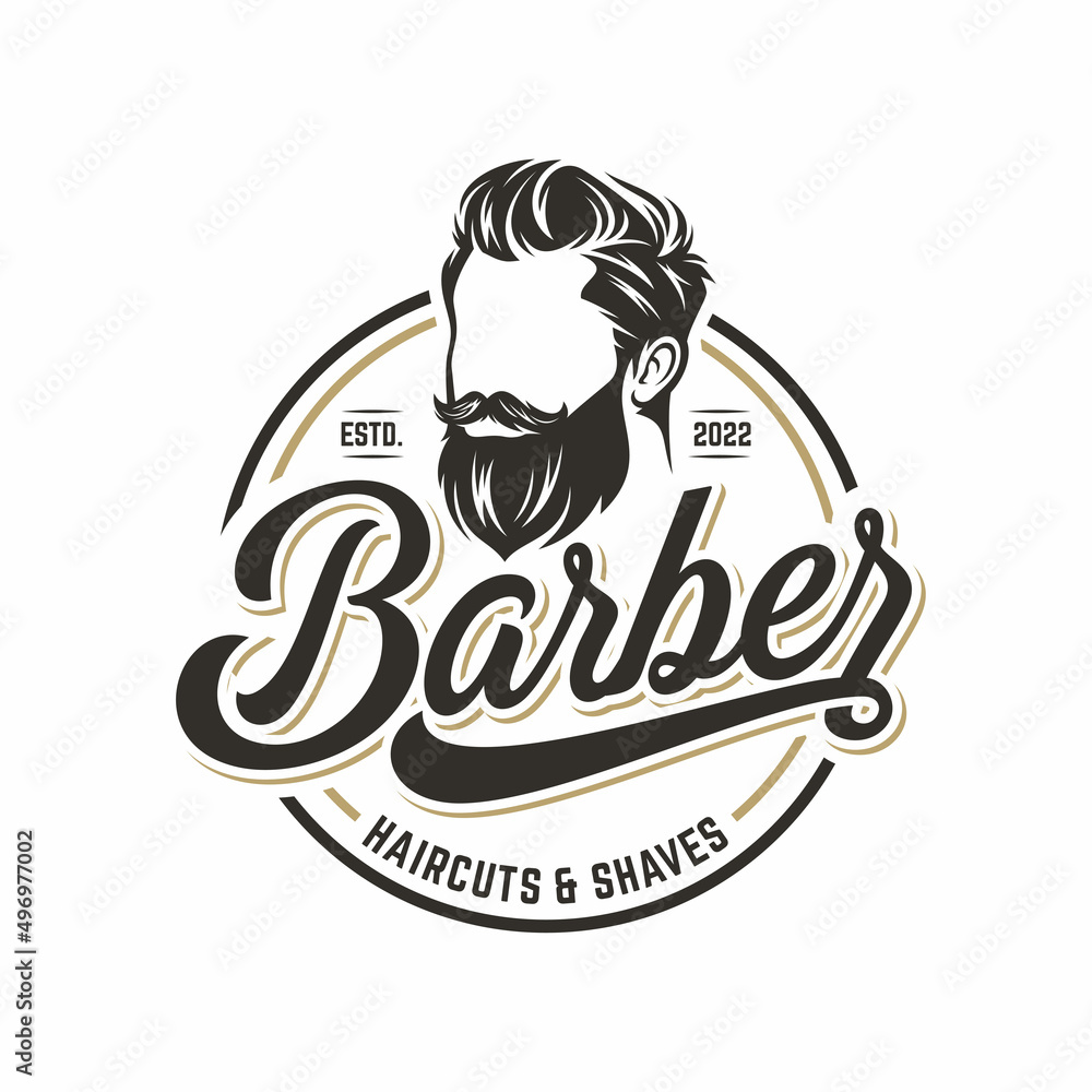 Obraz premium Vintage Barbershop Logo Design Vector Template