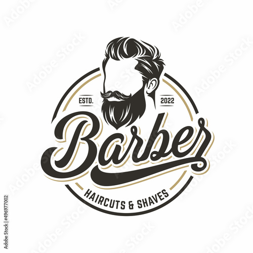 Vintage Barbershop Logo Design Vector Template