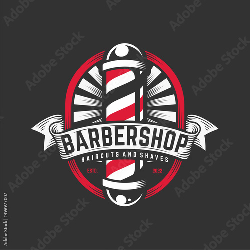 Vintage Barbershop Logo Design Vector Template