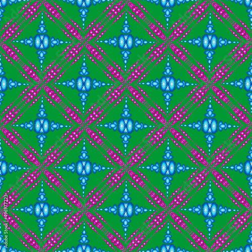 floral pattern, ethnic geometry purple blue floral seamless pattern, seamless pattern for curtain design, carpet, wallpaper, clothing, wrap, batik, green background fabric pattern