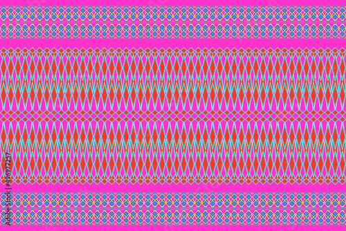 Seamless ethnic fabric pattern, Thai fabric pattern design, carpet, wallpaper, curtain, upholstery, clothing, wrap, batik, pink background fabric pattern