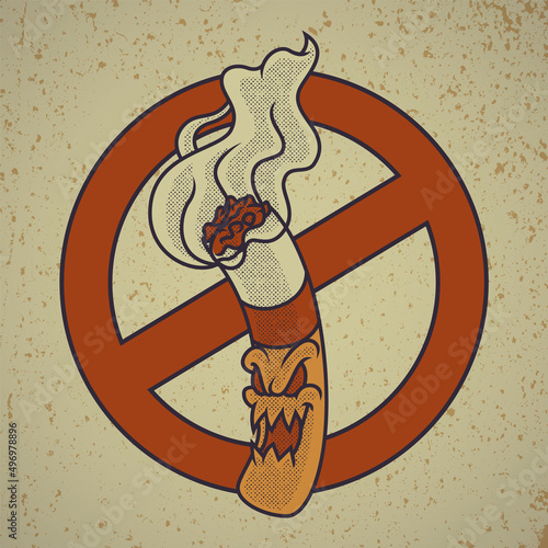 Cartoon emblem of cigarette monster