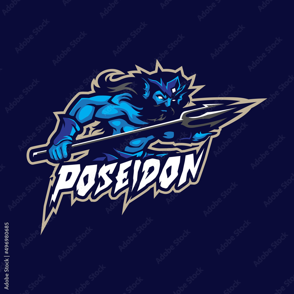 Poseidon mascot logo design vector with modern illustration concept style for badge, emblem and t shirt printing. Poseidon illustration for sport and esport team.