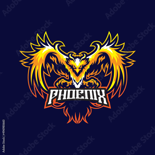 Phoenix mascot logo design vector with modern illustration concept style for badge, emblem and t shirt printing. Angry phoenix illustration for sport and esport team.