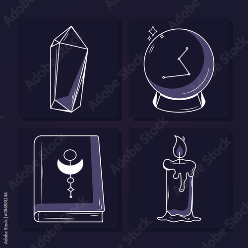 occult and witchy icon set