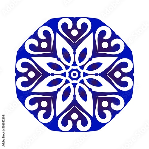 Blue and white flower element