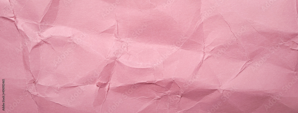 Crumpled Pink paper texture banner for design