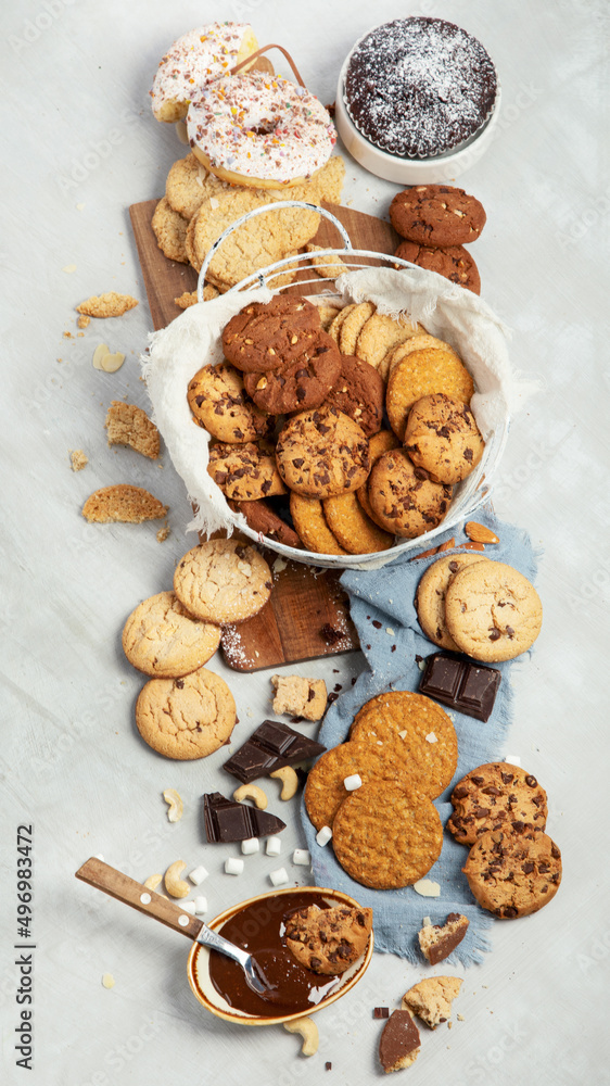 Fototapeta premium Cookies assortment on light background.