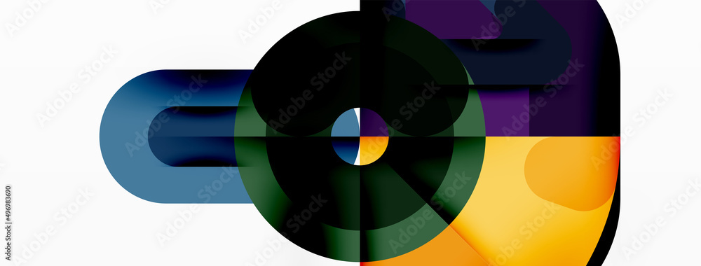 Obraz premium Creative geometric wallpaper. Circles, lines background. Business template for wallpaper, banner, background or landing