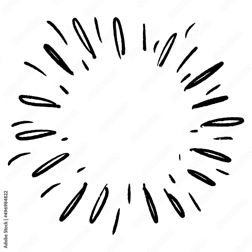 Fototapeta premium Starburst, sunburst hand drawn. Design Element Fireworks Black Rays. Comic explosion effect. Radiating, radial lines