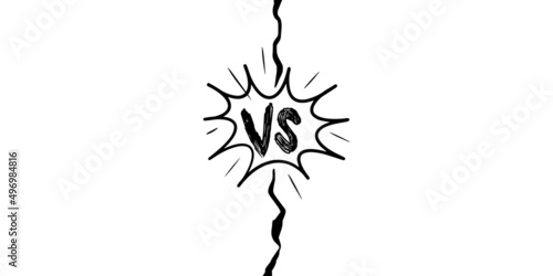 Versus Or VS Letters Logo Design in doodle style. Comic fighting duel with lightning ray border. vector illustration.