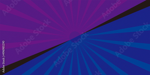 二分割された2色使いの集中線、放射線の背景イラスト　バックグラウンドバナー