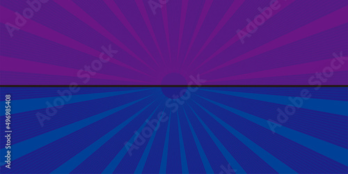 二分割された2色使いの集中線、放射線の背景イラスト　バックグラウンドバナー