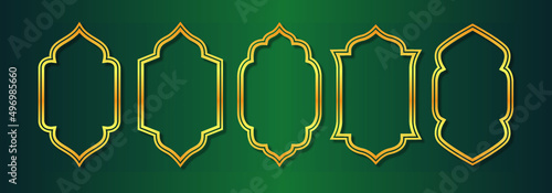 Set of arabic windows and doors. islamic windows. Premium vector