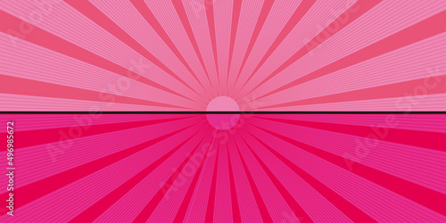 二分割された2色使いの集中線、放射線の背景イラスト　ピンク系　バックグラウンドバナー