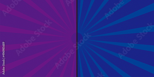 二分割された2色使いの集中線、放射線の背景イラスト　バックグラウンドバナー