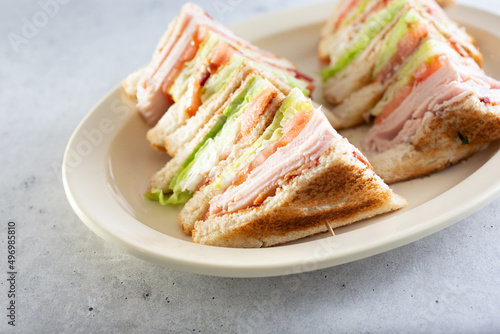 A view of a club sandwich plate.