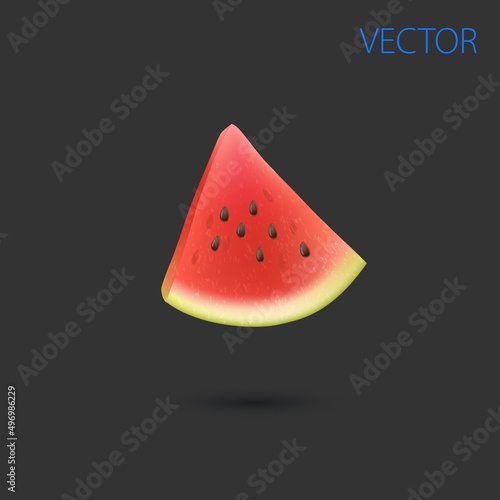 Watermelon summer fruit. Plasticine art illustration 3d vector icon on grey