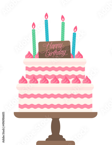 Happy birthday ( birthday cake motif ) vector illustration