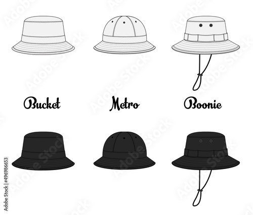 Several types of hats template vector illustration