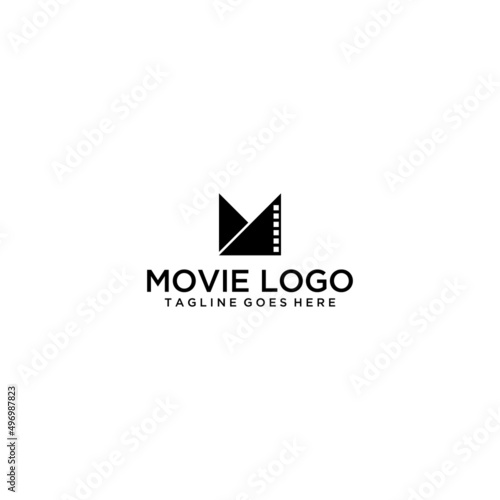 Letter M film logo design vector