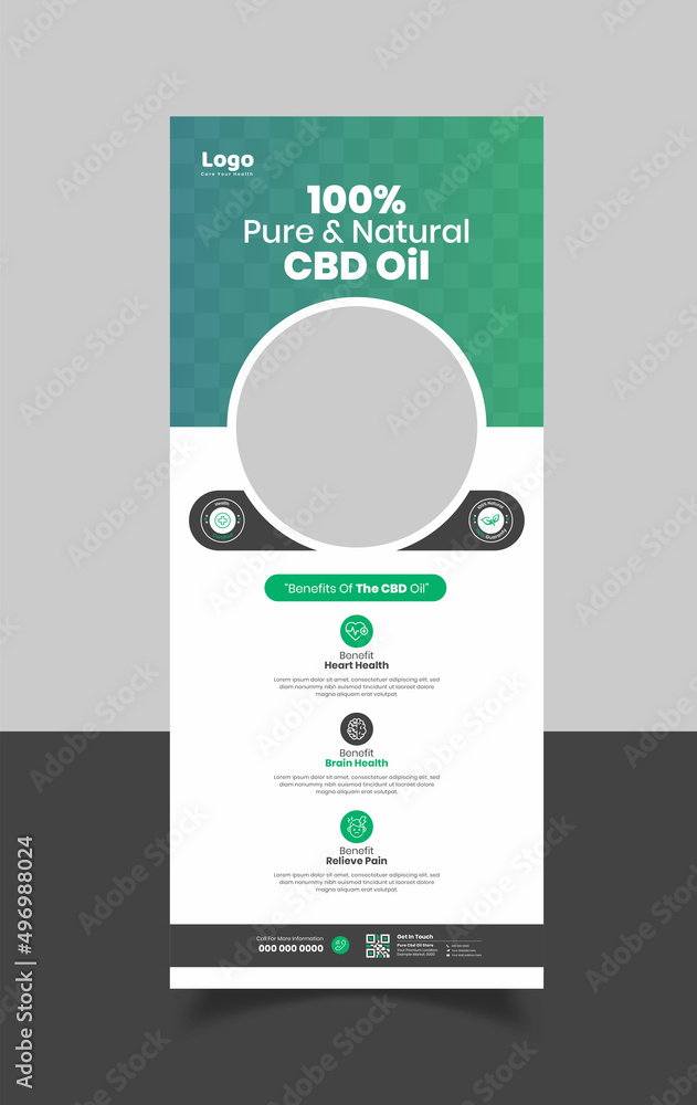 Naklejka premium Hemp oil product or CBD oil rollup banner template design