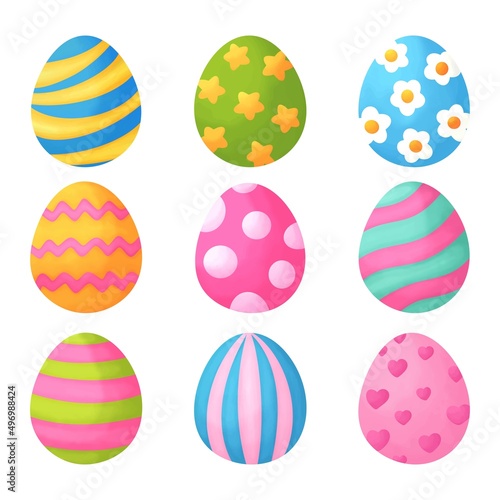 happy easter day egg collection isolated on pink background. vector Illustration.