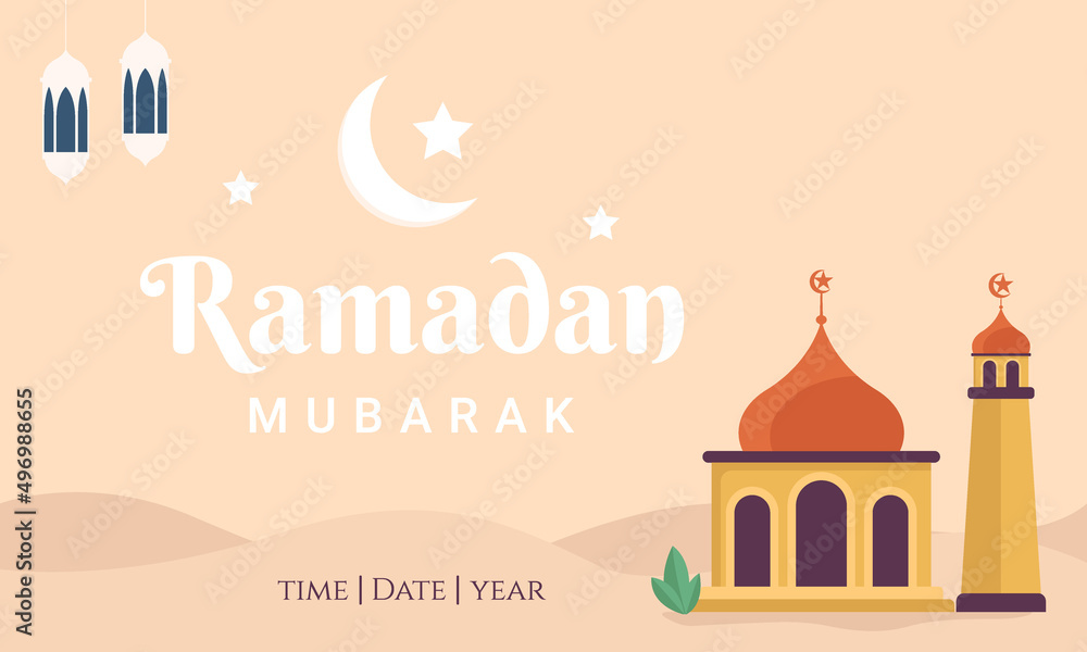 Ramadan Mubarak greeting card, banner template