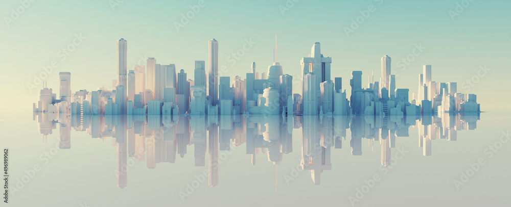 Futuristic city reflection