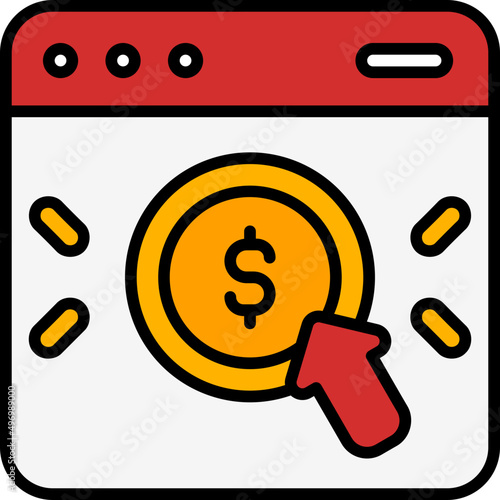 pay per click outline color icon