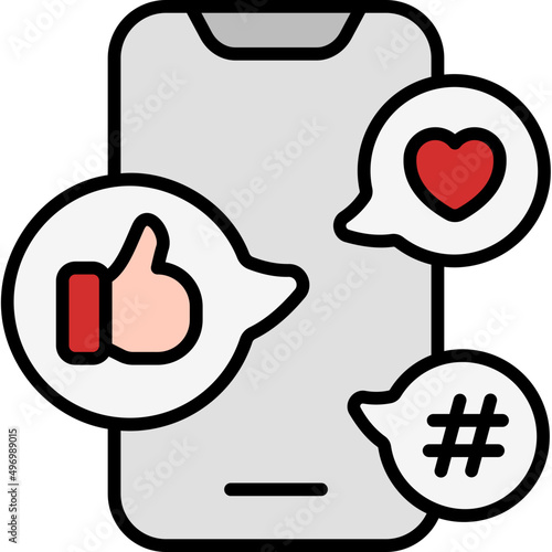 social media outline color icon