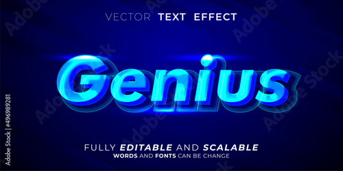 Genius text effect, Editable three dimension with neon text style