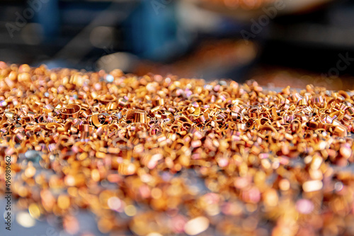 Beautiful multicolored metal shavings. Soft focus. Close-up