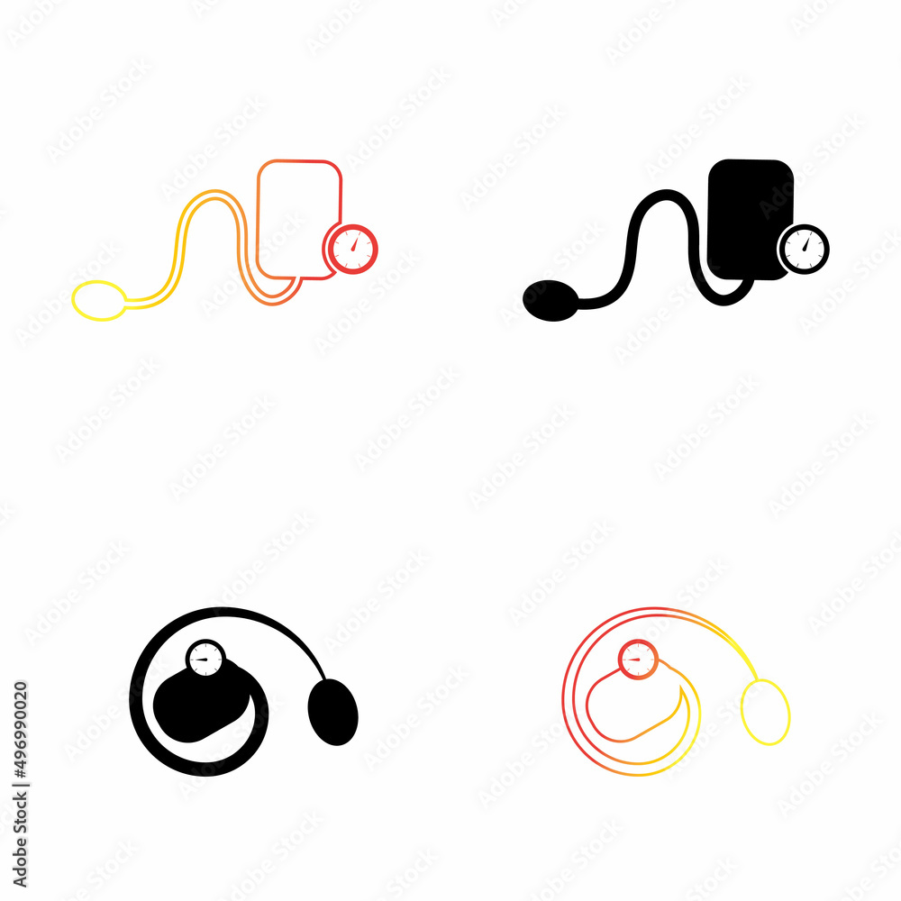 Medical mechanical tonometer set icon vector Medical mechanical tonometer set icon vector
